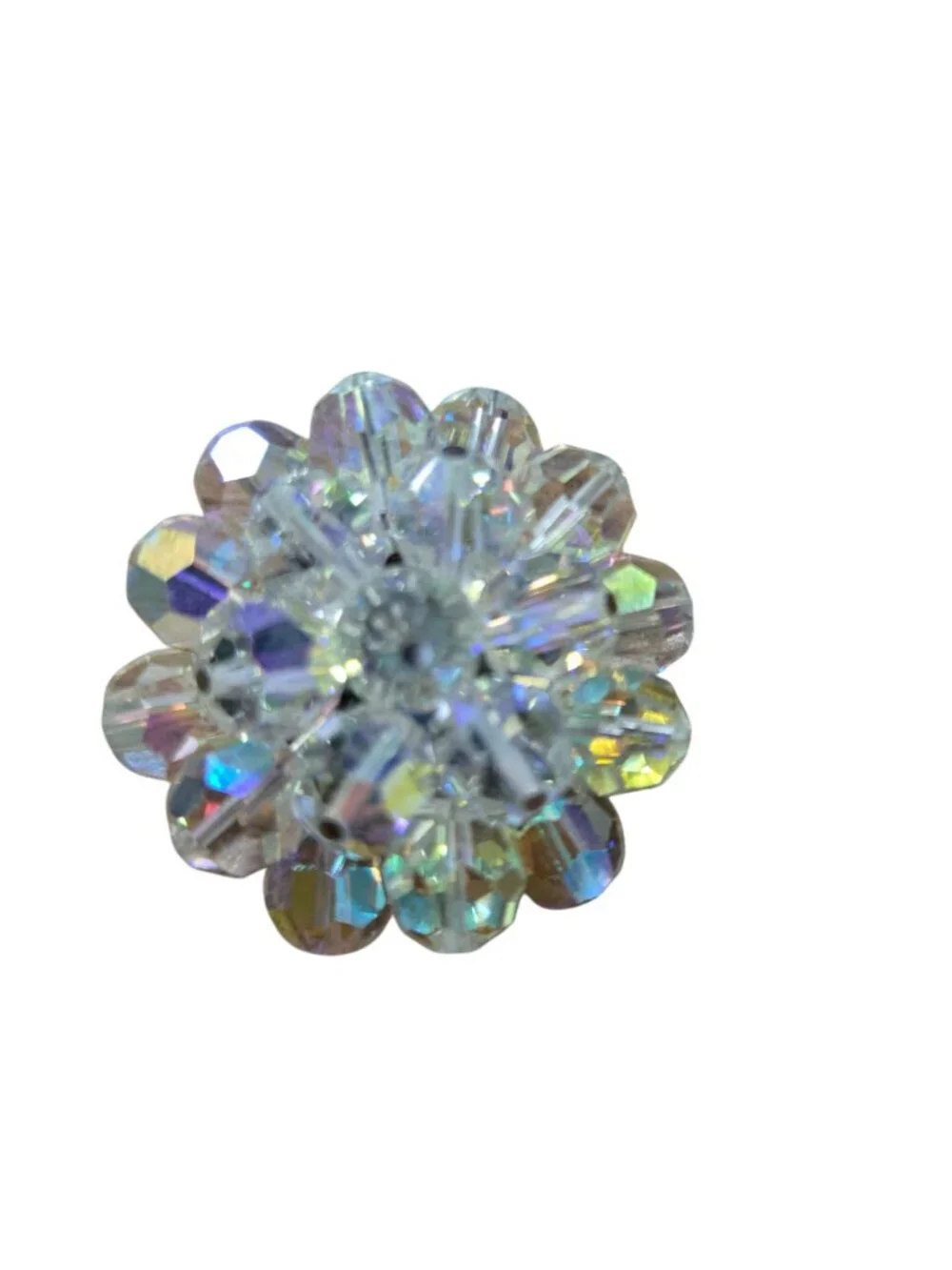 Mid Century Vintage Aurora Borealis Crystal Brooch Earring Set